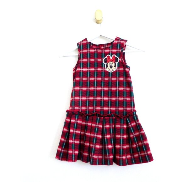 NEW! Disney Plaid Holiday Christmas Minnie Mouse Pleated Dress Red Green SZ 6 - Picture 4 of 10